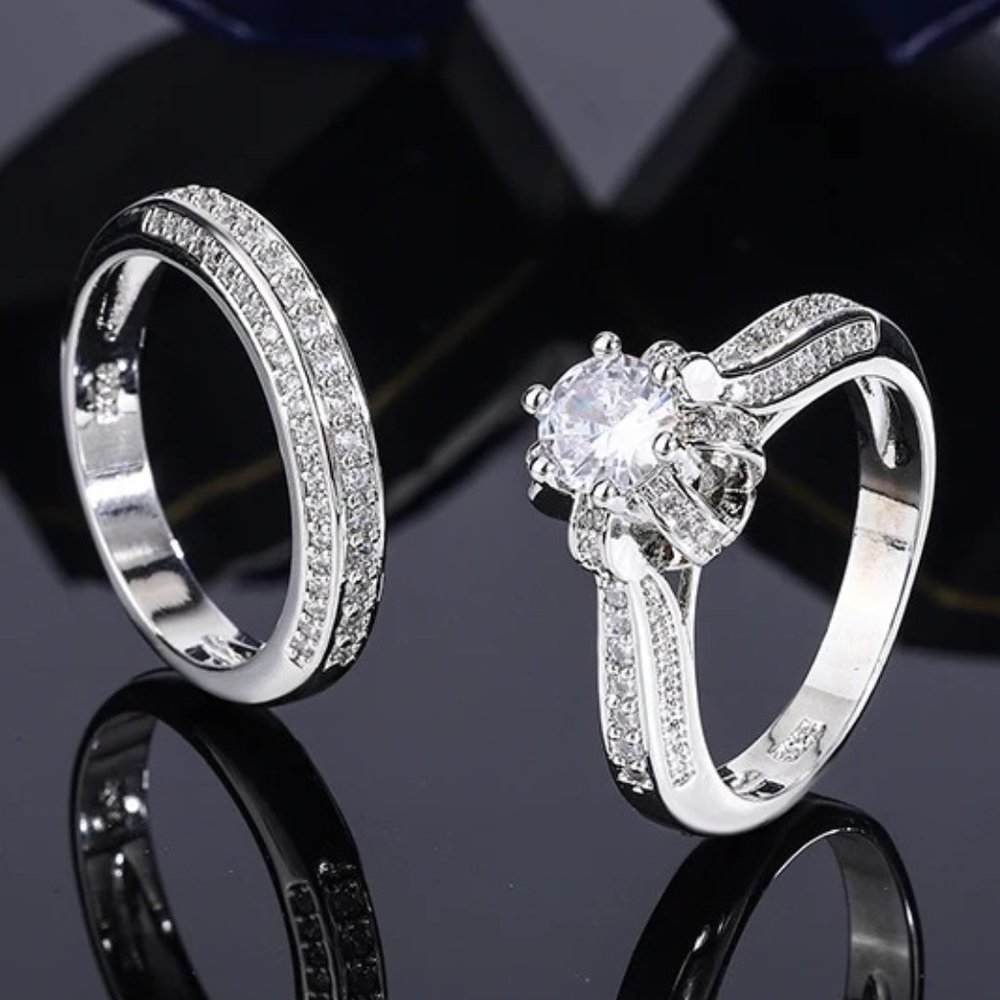 Fancy Ladies 2.5ctw Diamond Bridal Set,  18K White Gold